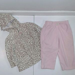 Carters leopard print fleece top and pants